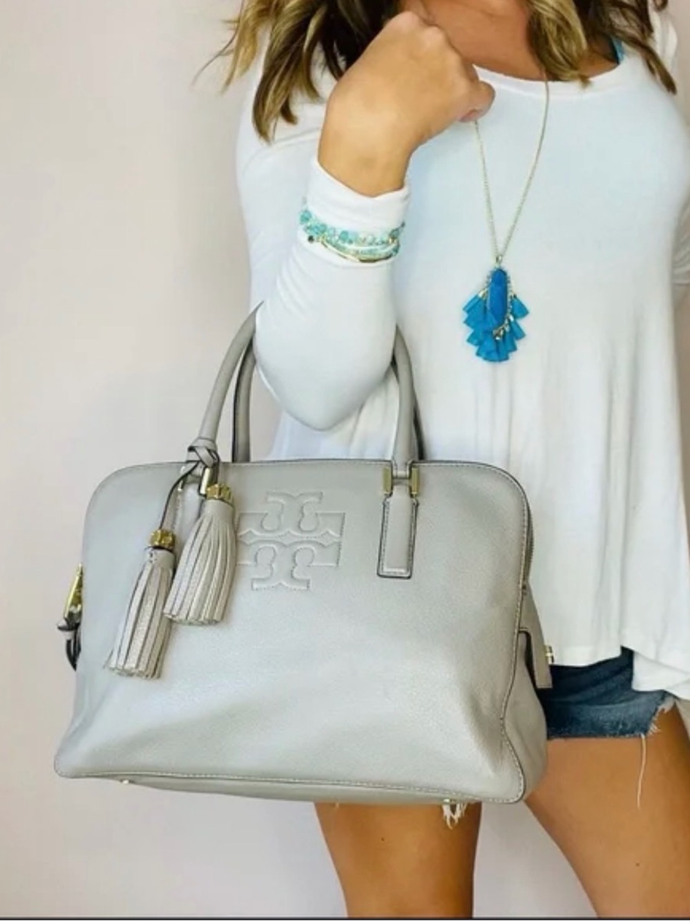 Tory Burch Thea Triple Zip Satchel Bag - Picture 15 of 16